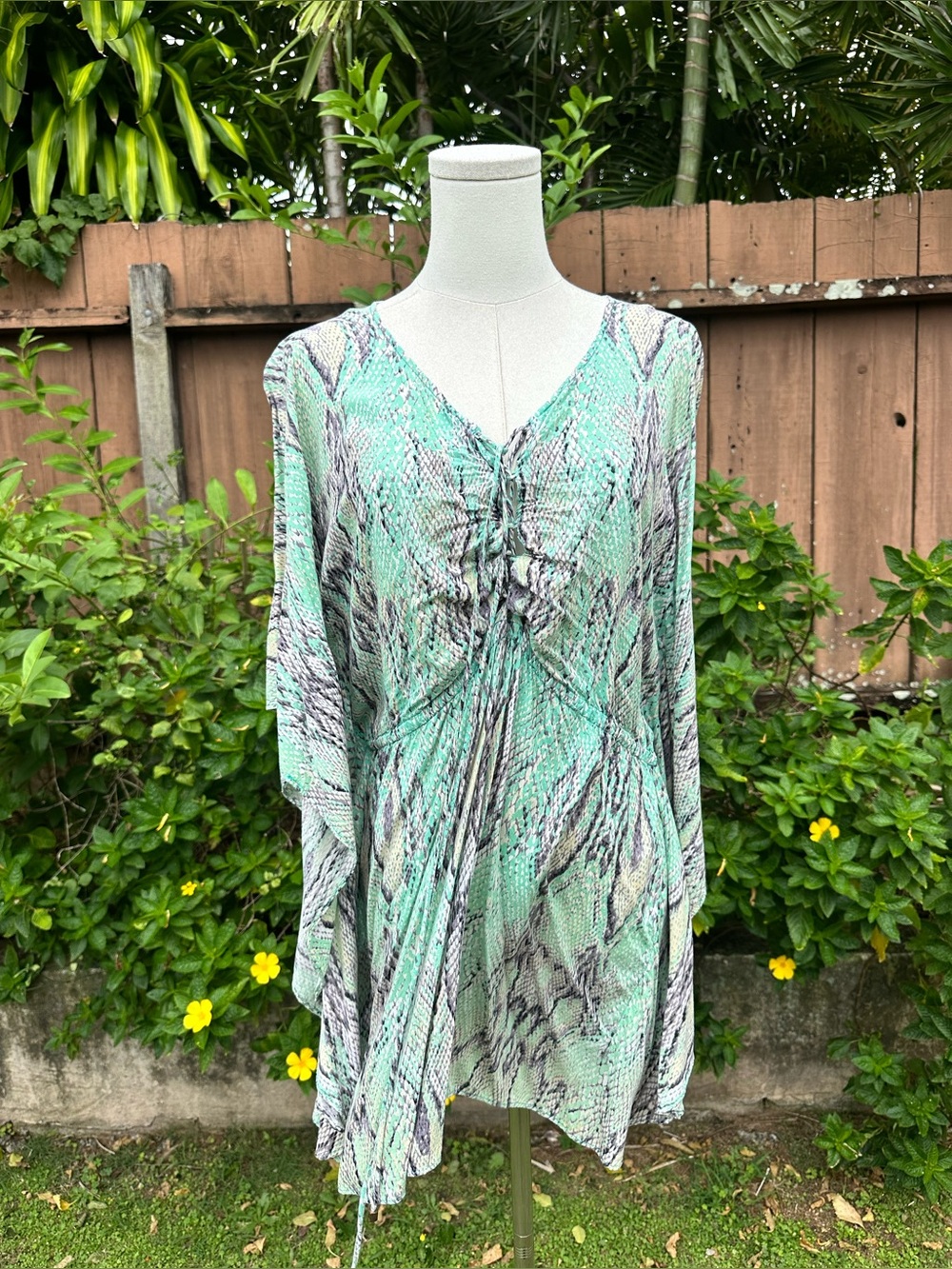 Vix Paula Hermanny Snakeskin Kimono Sleeve Beach Kaftan Size L